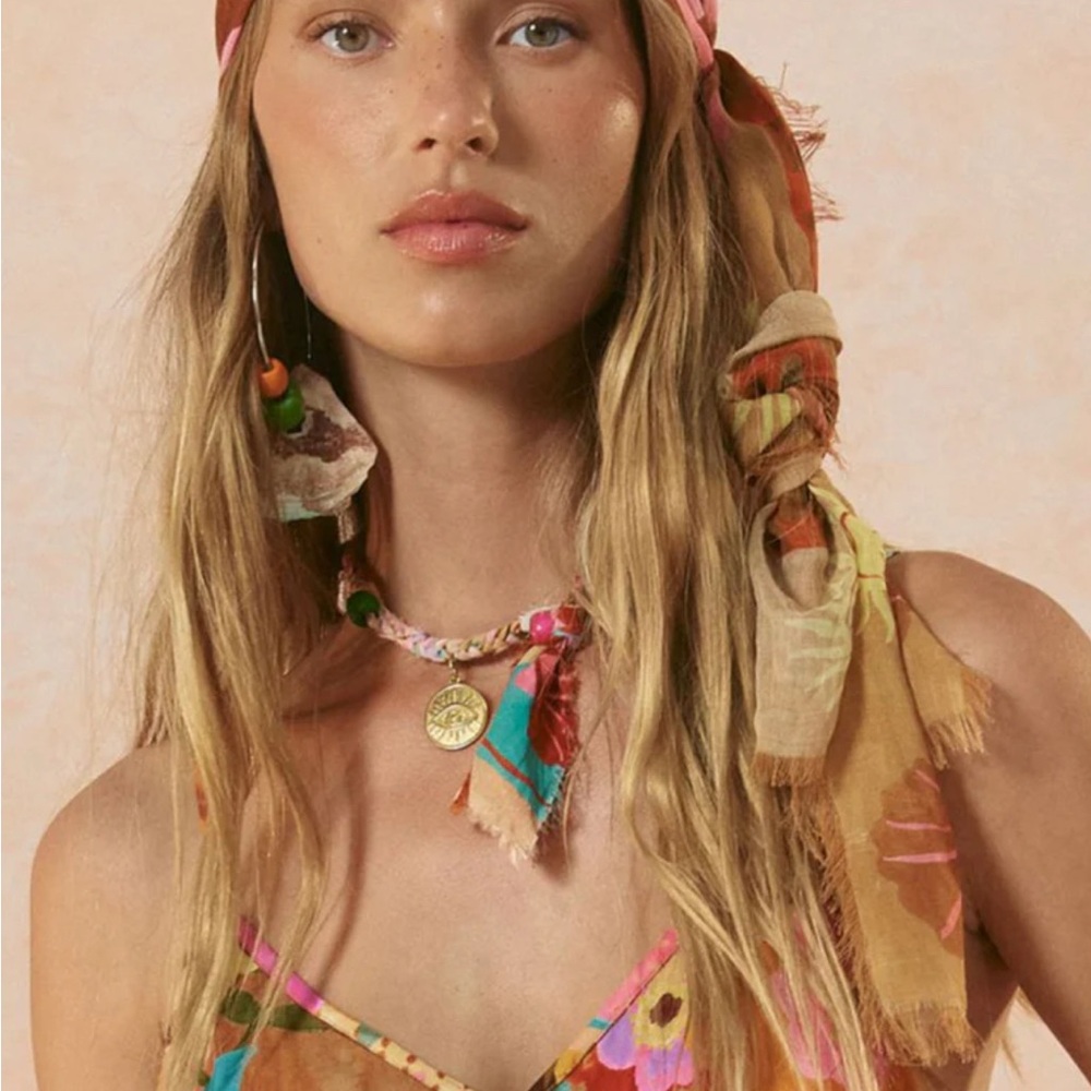 Spell Birth of Venus Sarong in Caramel Multicolor Tropical Scarf Wrap - Picture 2 of 5